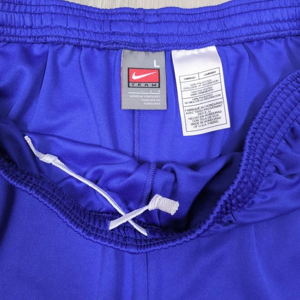 Nike Team Running Shorts Mens Large Blue White Swoosh Logo Y2K